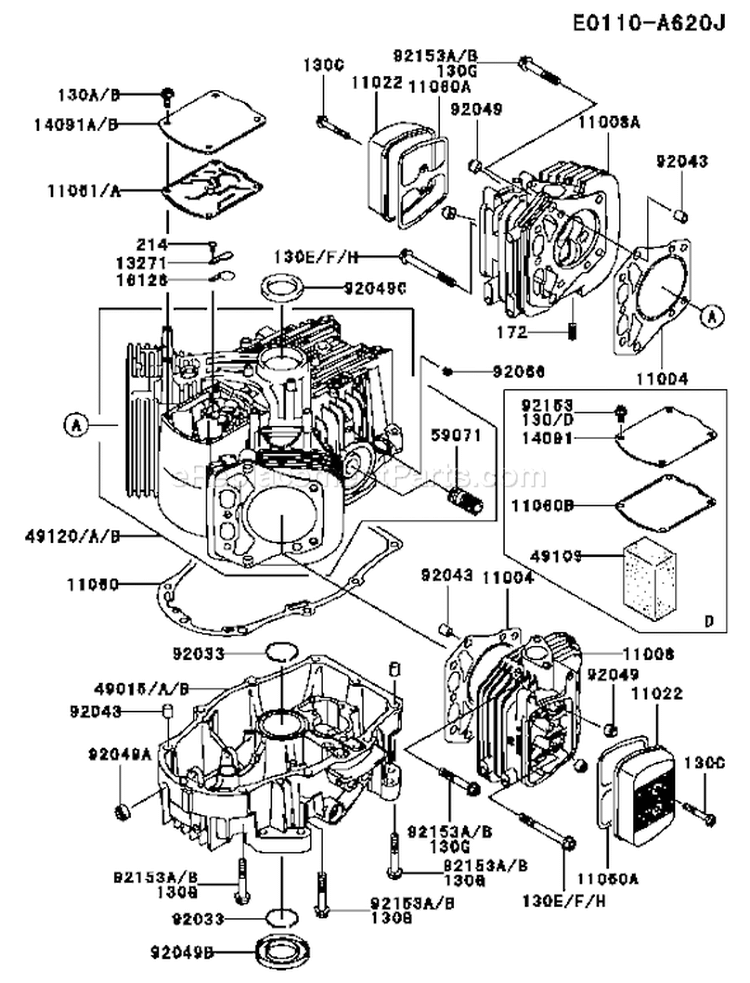 Page E Diagram and Parts List for FH680V DS27 Kawasaki Engine