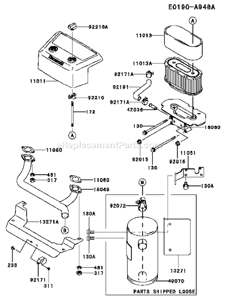 Page A Diagram and Parts List for FH641V ES12 Kawasaki Engine