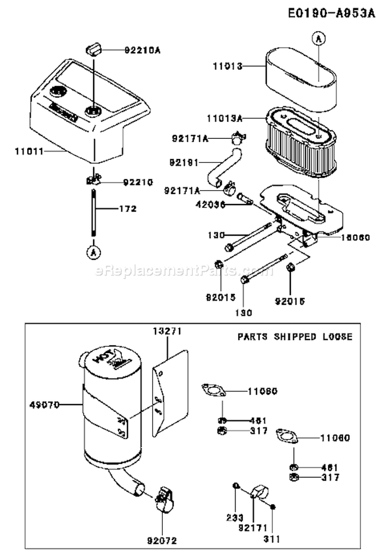 Page A Diagram and Parts List for FH680V FS08 Kawasaki Engine