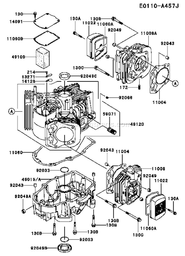 Page E Diagram and Parts List for FH601V DS24 Kawasaki Engine