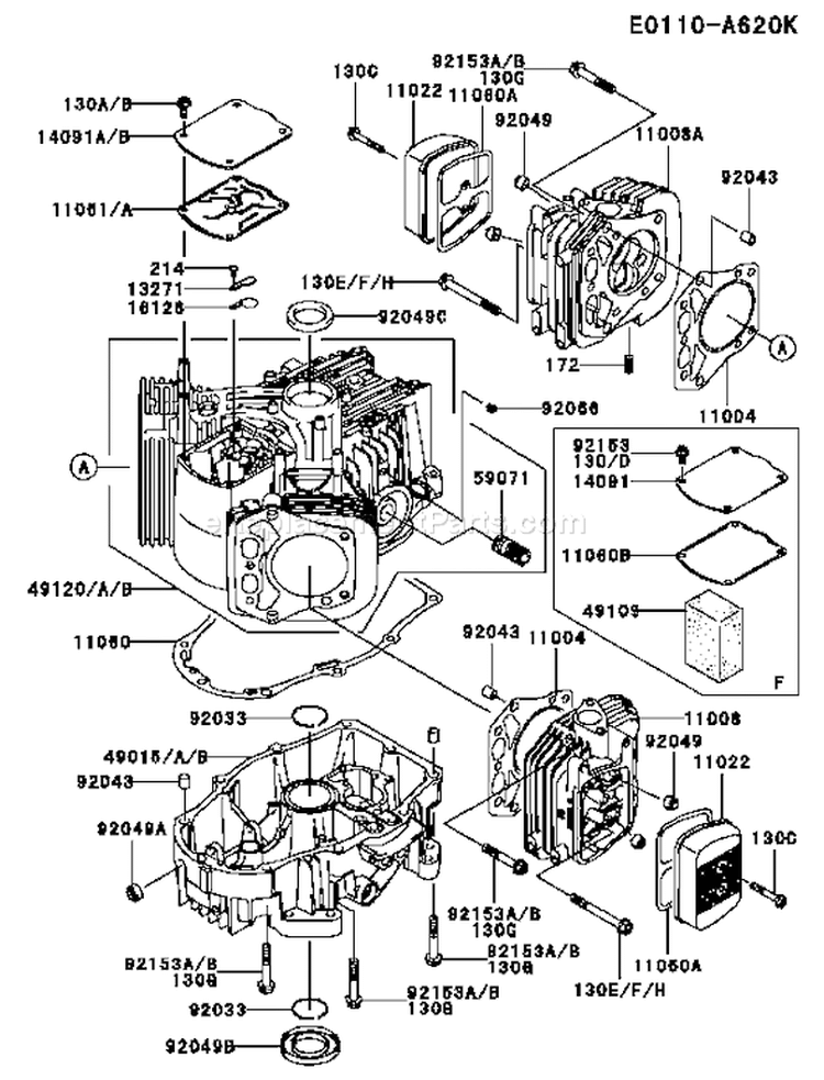 Page E Diagram and Parts List for FH601V FS09 Kawasaki Engine