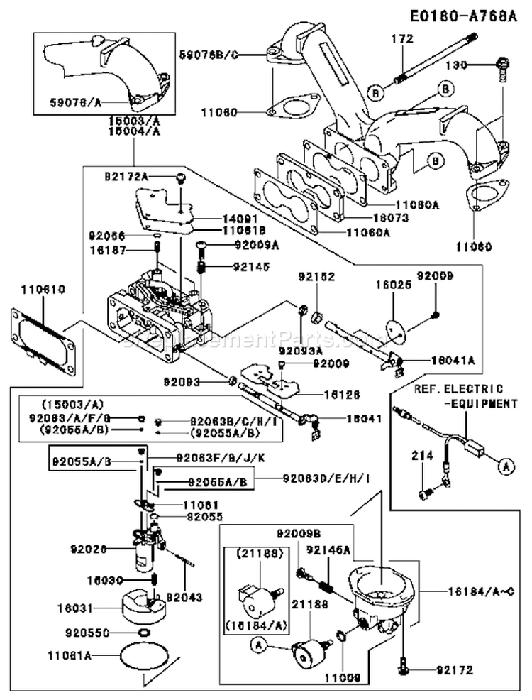 Page B Diagram and Parts List for FH680V GS24 Kawasaki Engine
