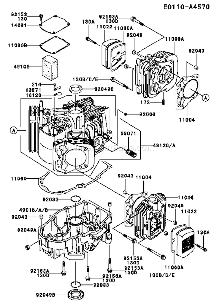 Page E Diagram and Parts List for FH680V HS07 Kawasaki Engine