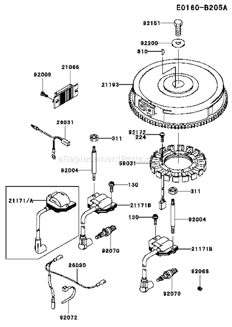 Page F Diagram and Parts List for FH680V HS07 Kawasaki Engine