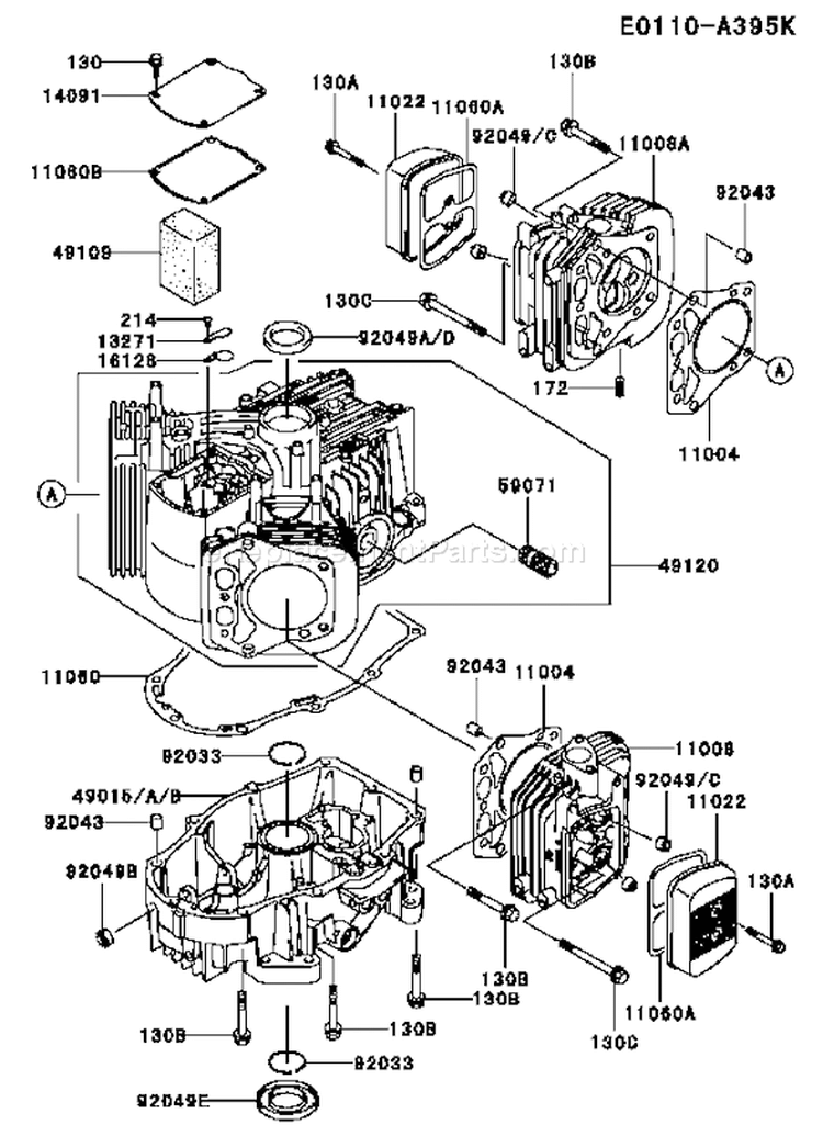 Page E Diagram and Parts List for FH680V HS09 Kawasaki Engine