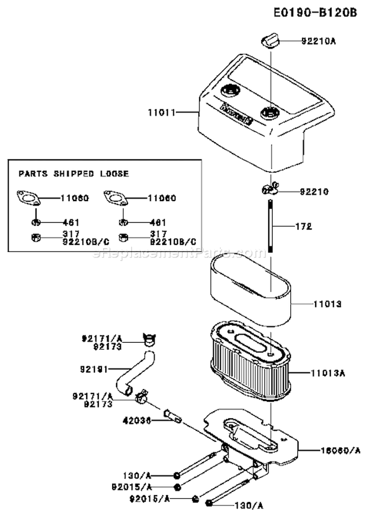 Page A Diagram and Parts List for FH680V HS12 Kawasaki Engine