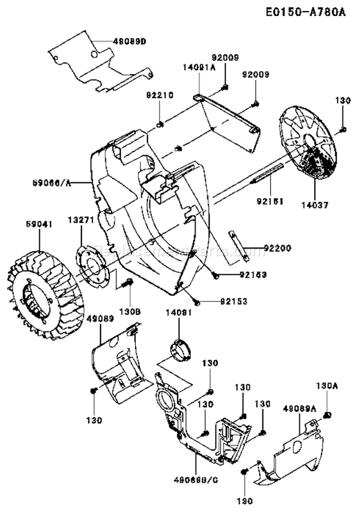 Page D Diagram and Parts List for FH721D AS07 Kawasaki Engine