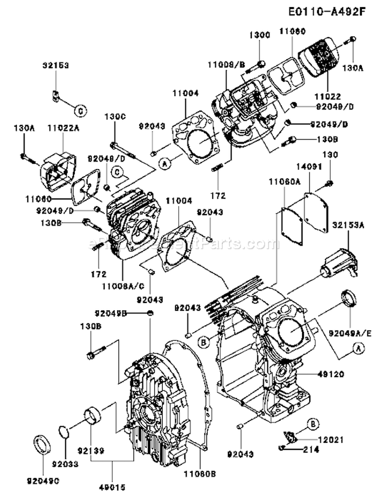 Page E Diagram and Parts List for FH721D AS07 Kawasaki Engine
