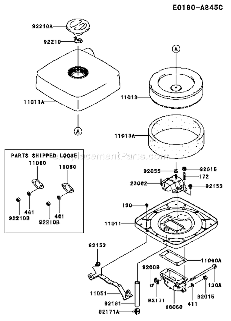 Page A Diagram and Parts List for FH721D AS11 Kawasaki Engine