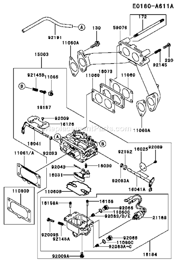 Page B Diagram and Parts List for FH721D BS08 Kawasaki Engine