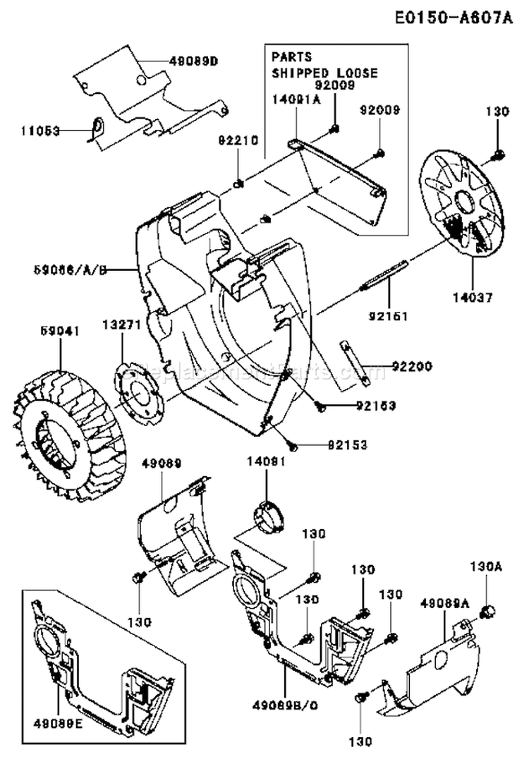 Page D Diagram and Parts List for FH721D BS08 Kawasaki Engine
