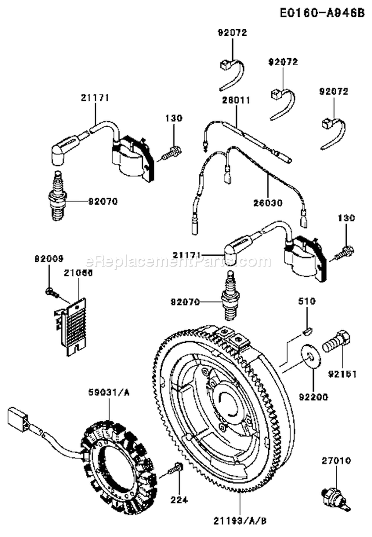 Page F Diagram and Parts List for FH721D BS08 Kawasaki Engine