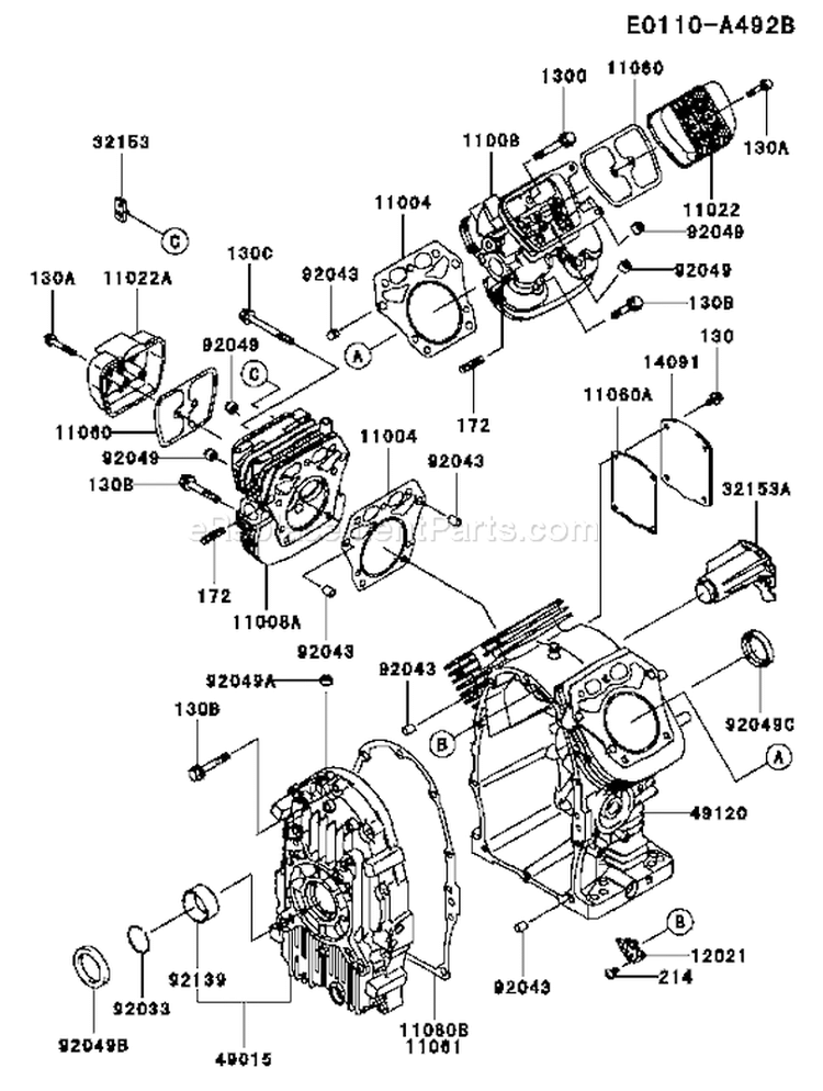 Page E Diagram and Parts List for FH721D BS09 Kawasaki Engine
