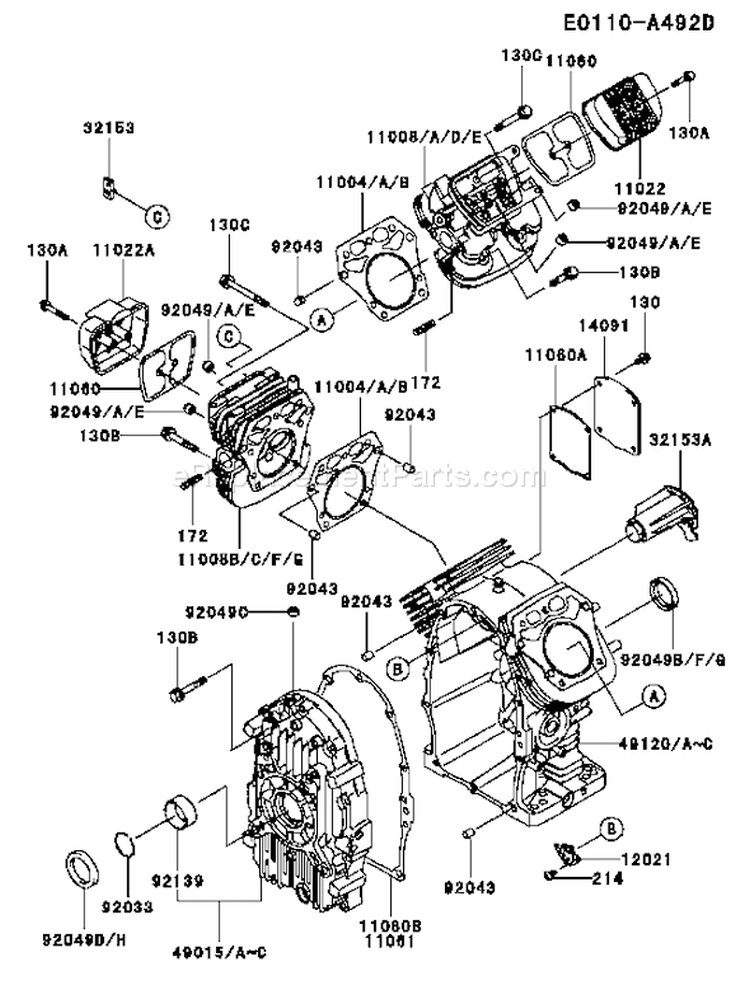Page E Diagram and Parts List for FH721D CS05 Kawasaki Engine