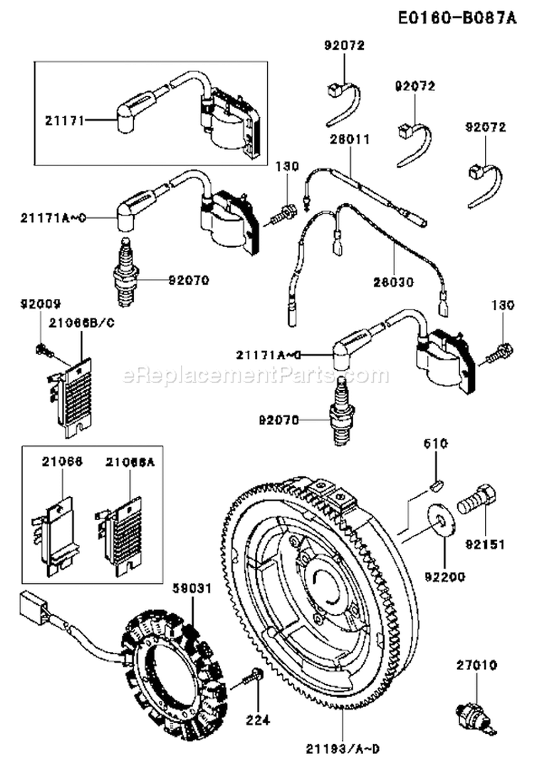 Page F Diagram and Parts List for FH721D CS05 Kawasaki Engine