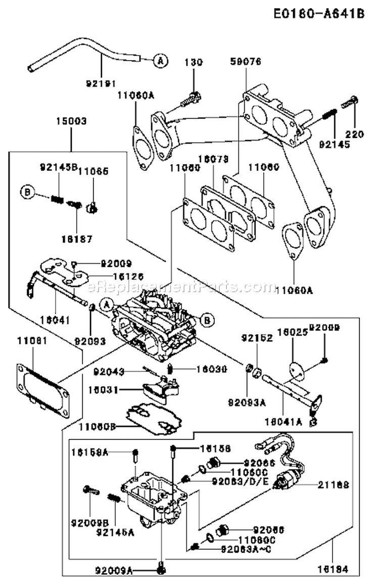 Page B Diagram and Parts List for FH721D CS08 Kawasaki Engine