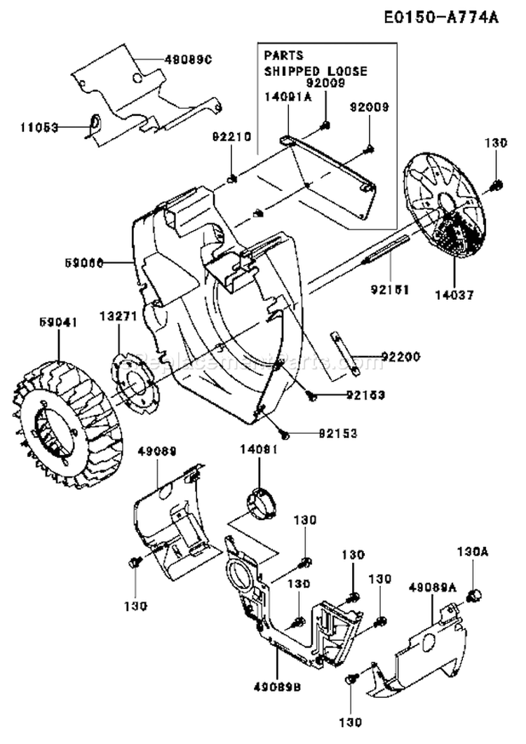 Page D Diagram and Parts List for FH721D CS08 Kawasaki Engine