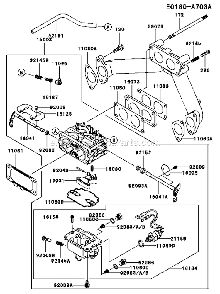 Page B Diagram and Parts List for FH721D DS05 Kawasaki Engine