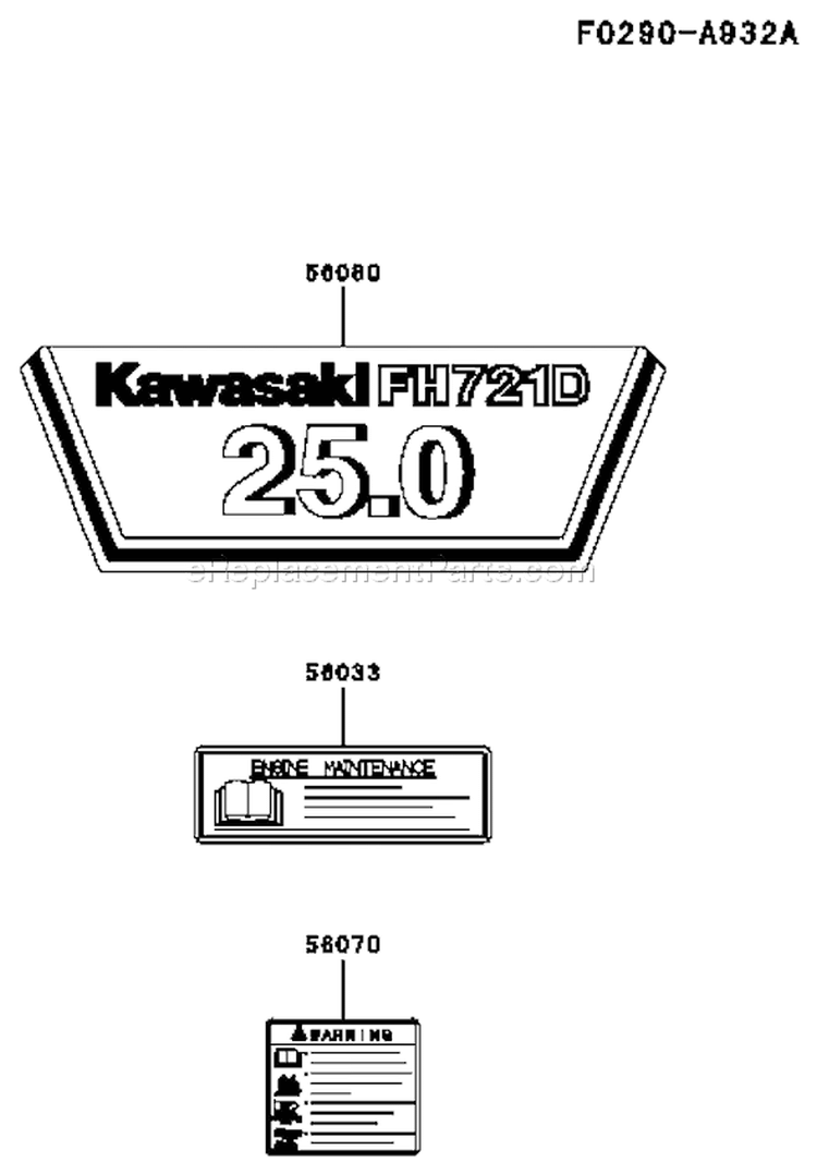 Page H Diagram and Parts List for FH721D AS06 Kawasaki Engine