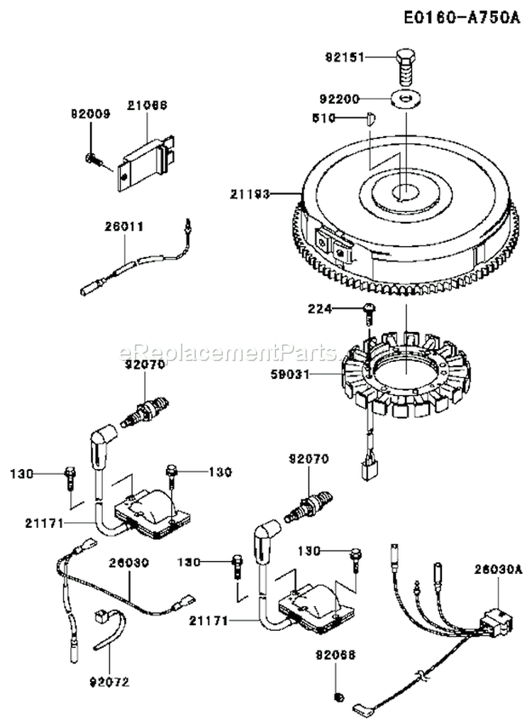 Page F Diagram and Parts List for FH721V-AS10  Kawasaki Engine