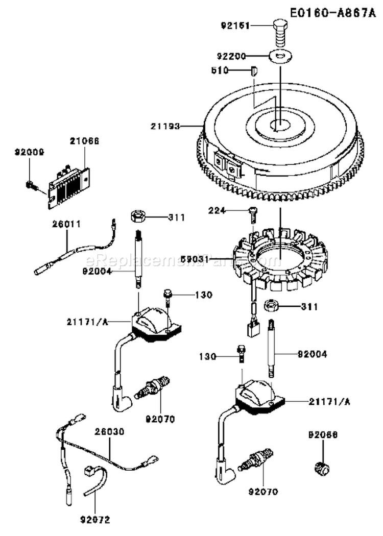 Page F Diagram and Parts List for FH721V-AS18  Kawasaki Engine