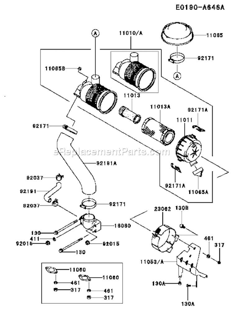Page A Diagram and Parts List for FH721V AS21 Kawasaki Engine