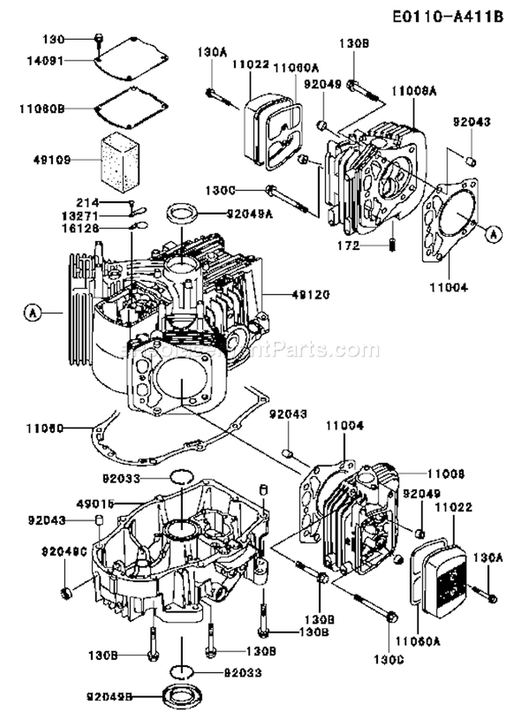 Page E Diagram and Parts List for FH721V AS22 Kawasaki Engine