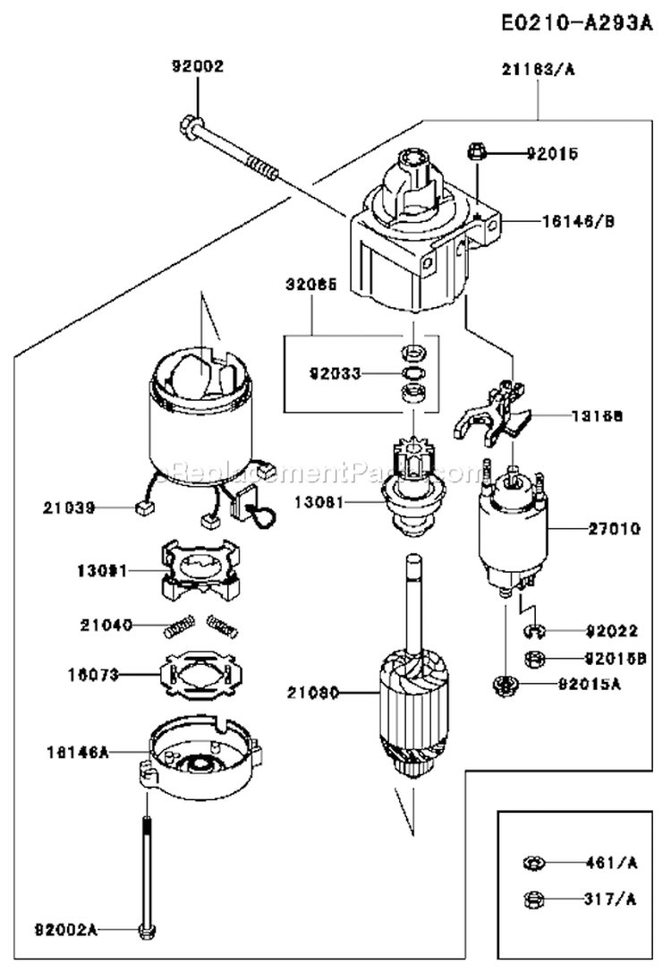 Page K Diagram and Parts List for FH721V AS28 Kawasaki Engine