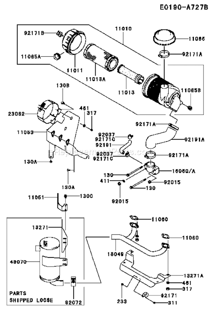 Page A Diagram and Parts List for FH721V AS29 Kawasaki Engine