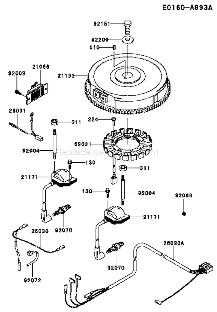 Page F Diagram and Parts List for FH721V AS30 Kawasaki Engine