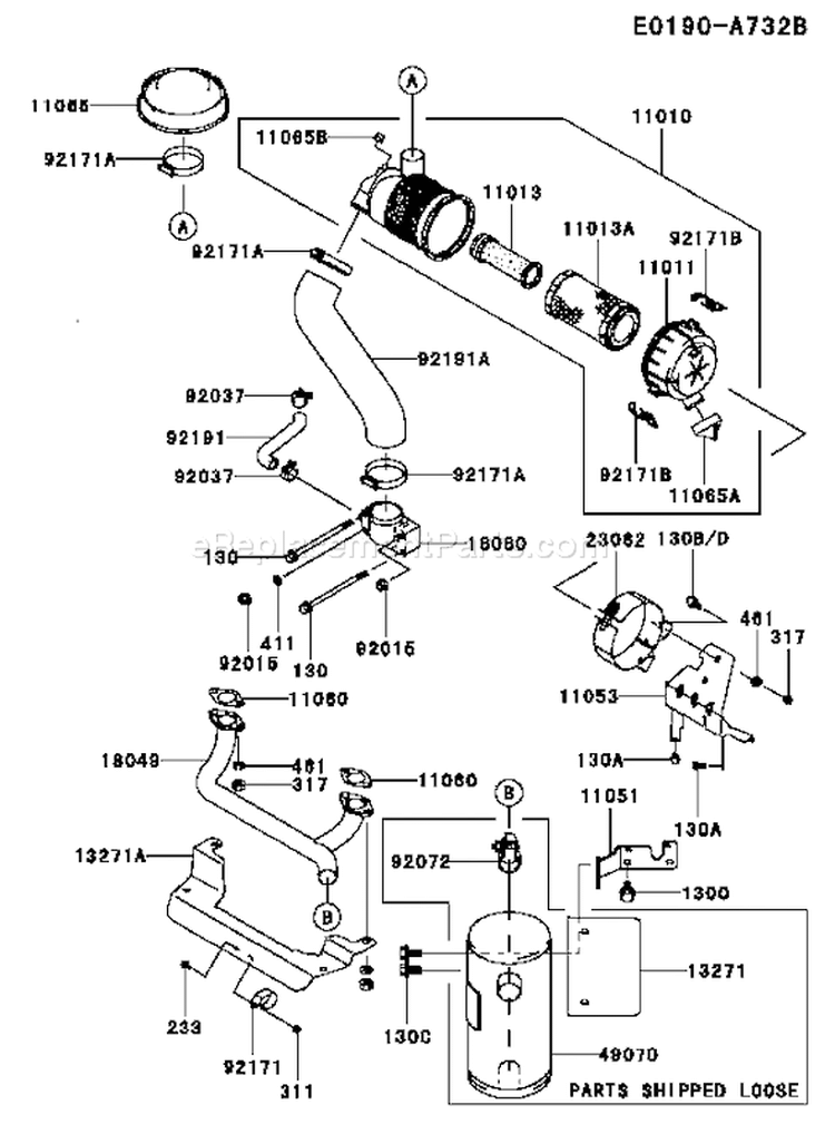 Page A Diagram and Parts List for FH721V AS32 Kawasaki Engine