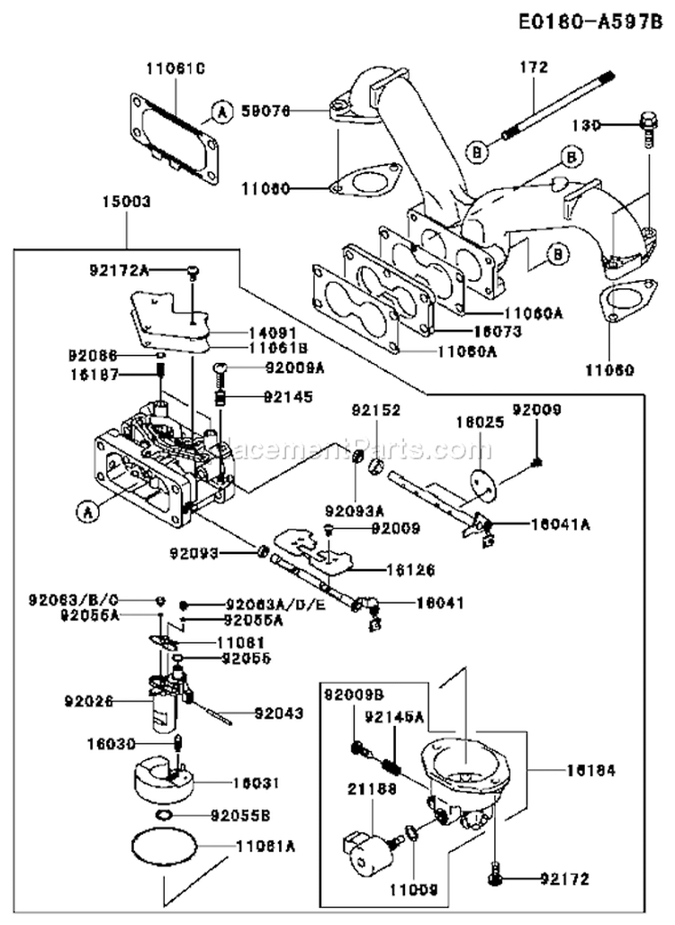 Page B Diagram and Parts List for FH721V AS33 Kawasaki Engine