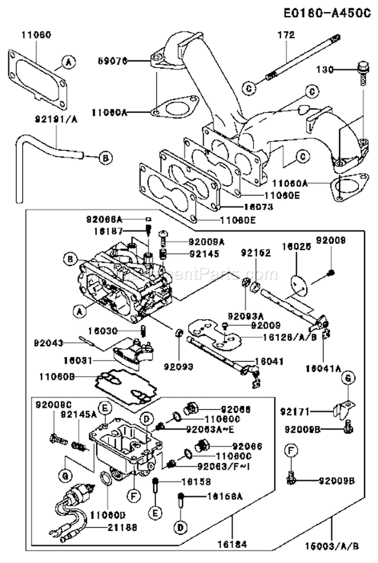 Page B Diagram and Parts List for FH721V-AS01  Kawasaki Engine