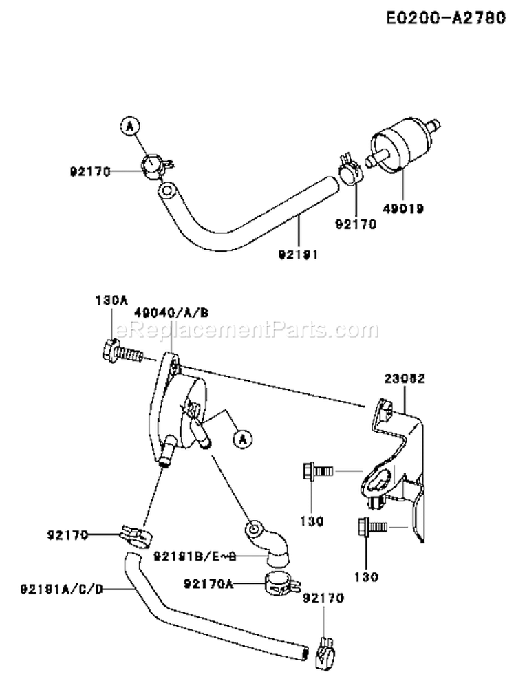 Page G Diagram and Parts List for FH721V-AS01  Kawasaki Engine