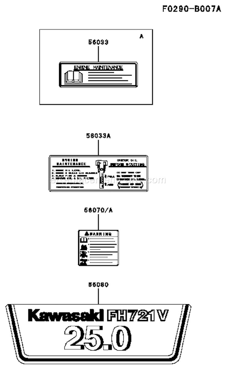 Page H Diagram and Parts List for FH721V-AS01  Kawasaki Engine