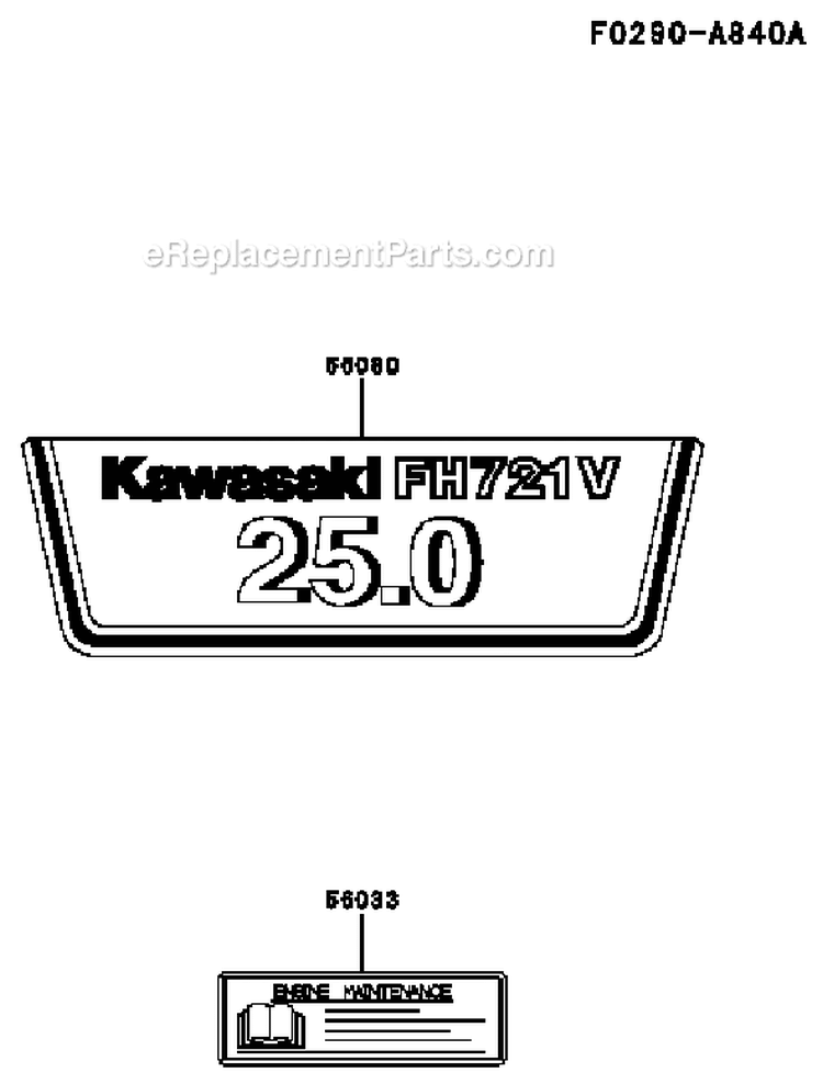 Page H Diagram and Parts List for FH721V-BS04  Kawasaki Engine