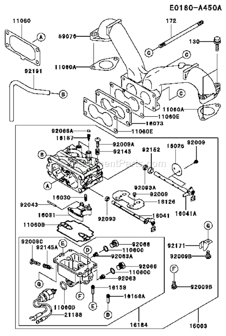 Page B Diagram and Parts List for FH721V-AS09  Kawasaki Engine
