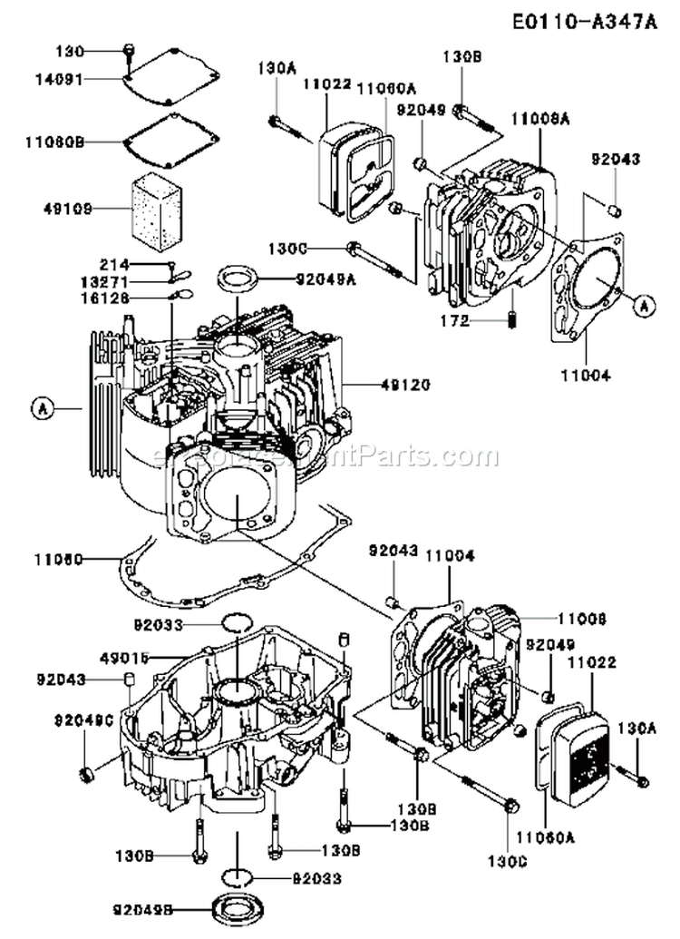 Page E Diagram and Parts List for FH721V-AS09  Kawasaki Engine