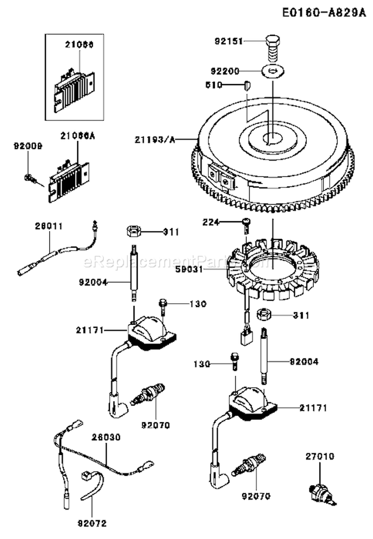 Page F Diagram and Parts List for FH721V-AS14  Kawasaki Engine