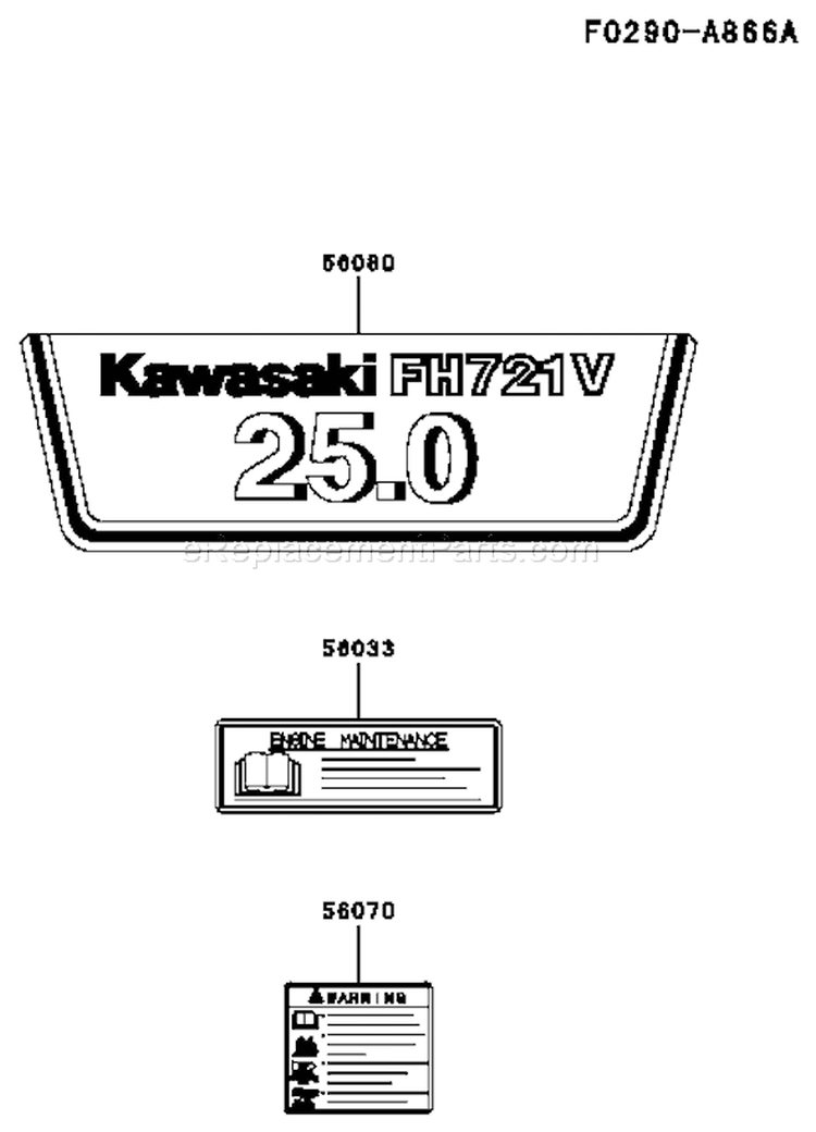 Page H Diagram and Parts List for FH721V-AS15  Kawasaki Engine