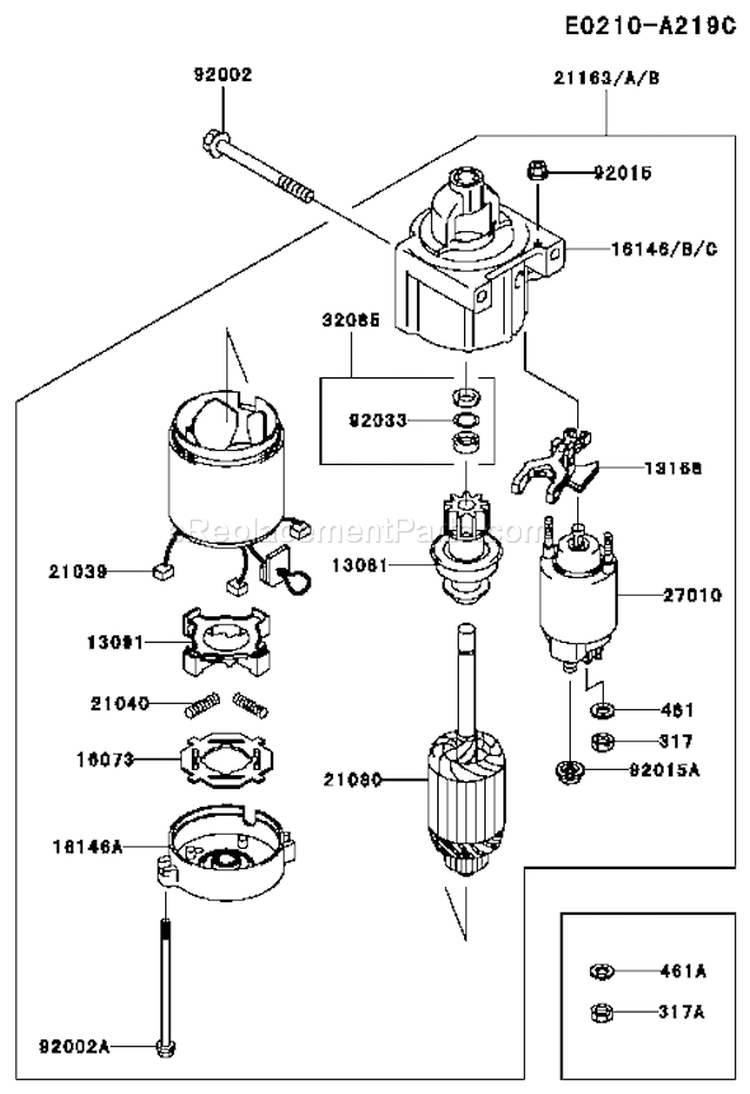 Page K Diagram and Parts List for FH721V-AS17  Kawasaki Engine
