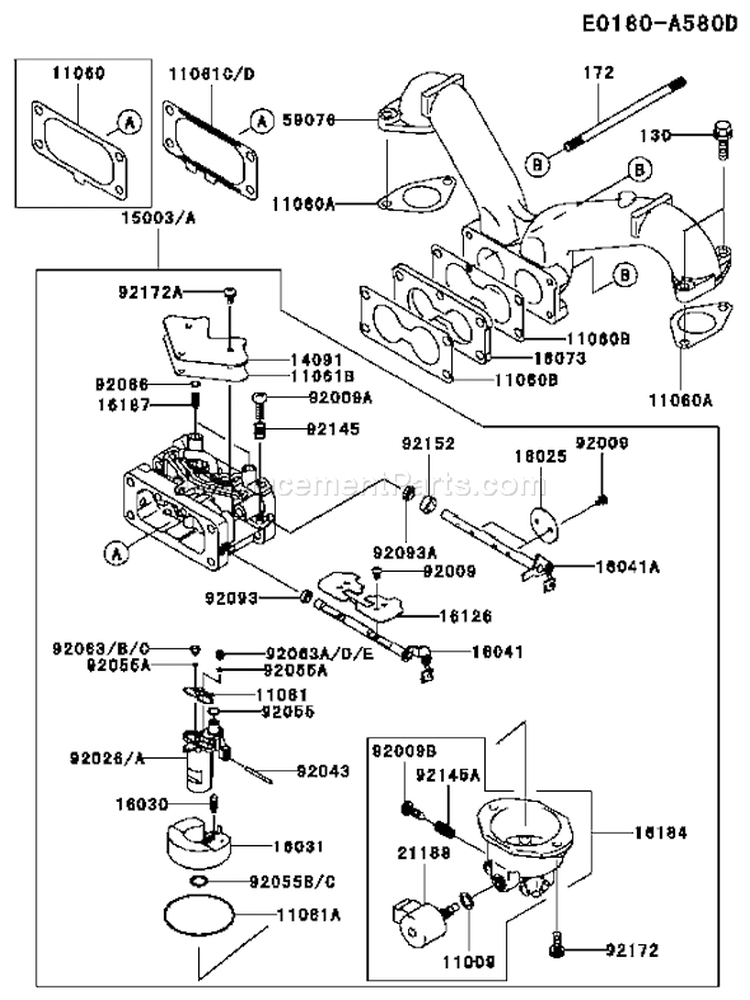 Page B Diagram and Parts List for FH721V BS22 Kawasaki Engine