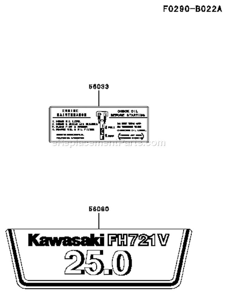 Page H Diagram and Parts List for FH721V BS22 Kawasaki Engine