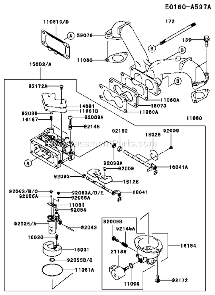 Page B Diagram and Parts List for FH721V BS23 Kawasaki Engine
