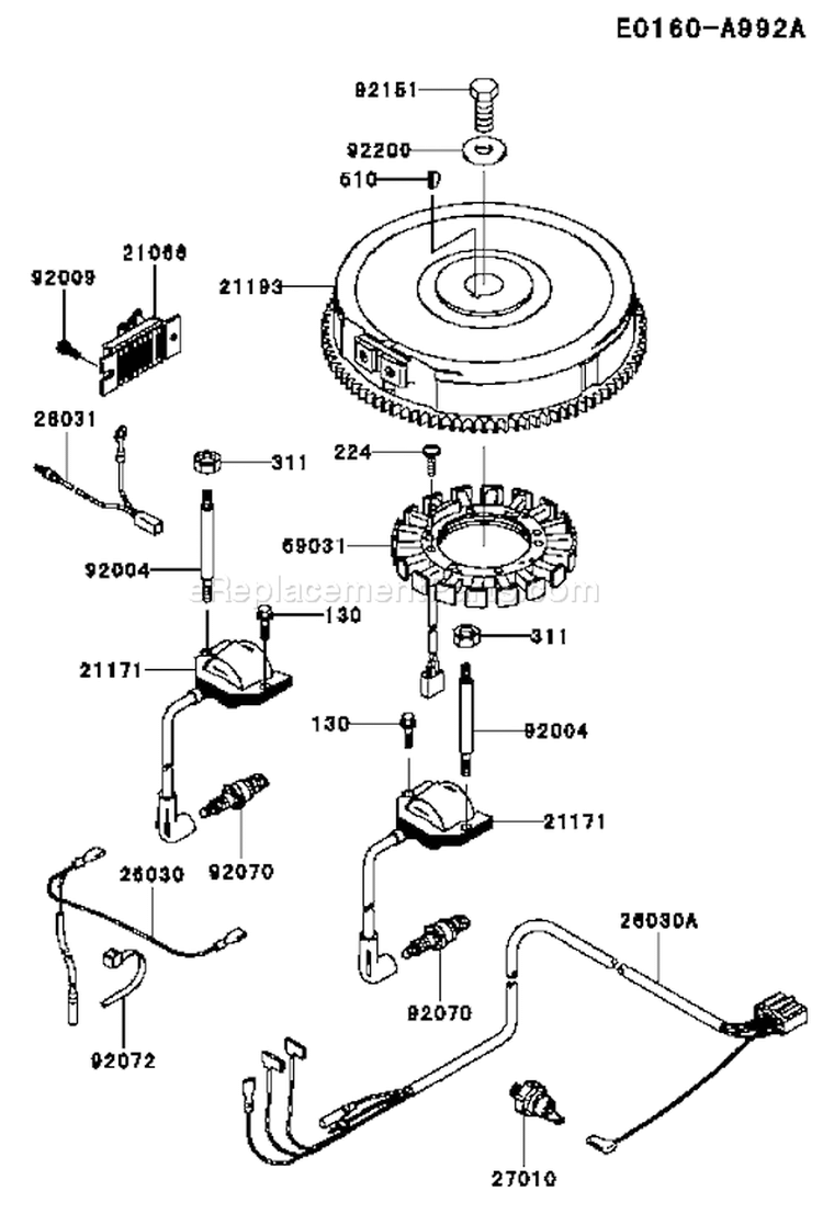 Page F Diagram and Parts List for FH721V AS33 Kawasaki Engine
