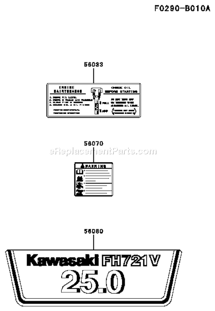 Page H Diagram and Parts List for FH721V BS29 Kawasaki Engine