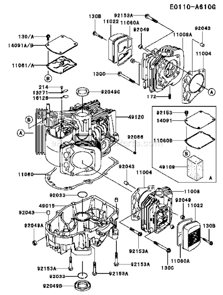 Page E Diagram and Parts List for FH721V BS38 Kawasaki Engine