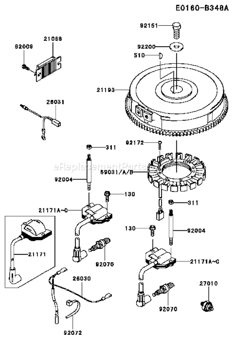 Page F Diagram and Parts List for FH721V BS38 Kawasaki Engine