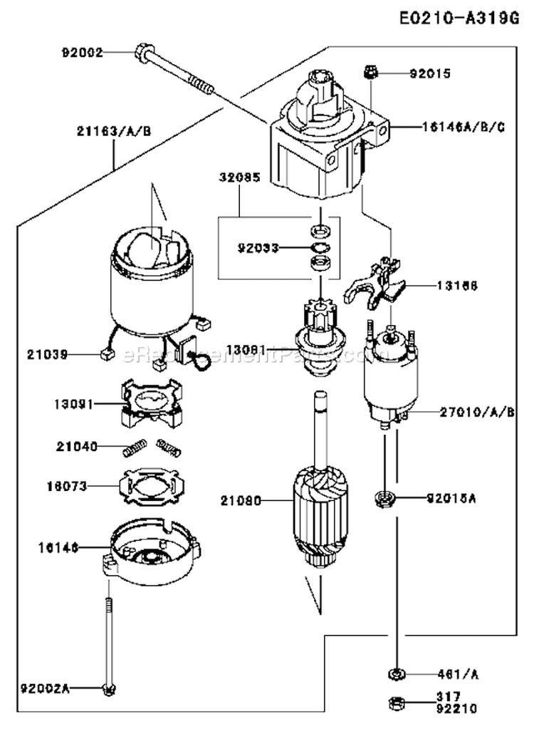 Page K Diagram and Parts List for FH721V BS40 Kawasaki Engine