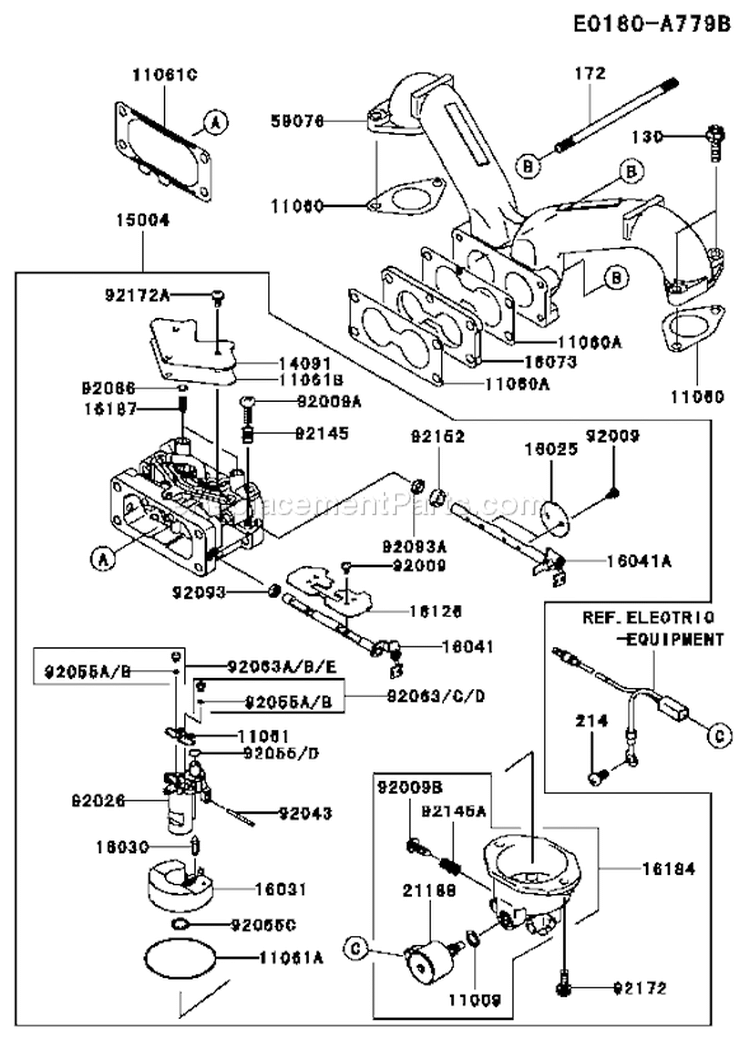 Page B Diagram and Parts List for FH721V BS40 Kawasaki Engine